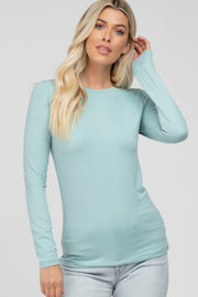 Mint Green Long Sleeve Basic Top