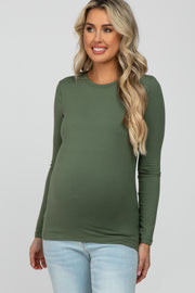 Olive Long Sleeve Basic Maternity Top