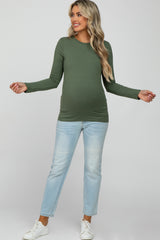 Olive Long Sleeve Basic Maternity Top