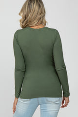 Olive Long Sleeve Basic Maternity Top