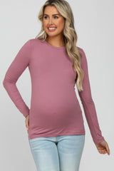 Mauve Long Sleeve Basic Maternity Top