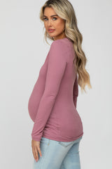 Mauve Long Sleeve Basic Maternity Top