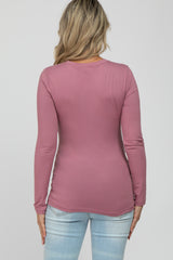 Mauve Long Sleeve Basic Maternity Top