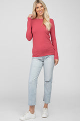 Dark Salmon Long Sleeve Basic Top