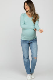 Aqua V-Neck Basic Maternity Long Sleeve Top