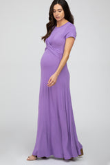 Lavender Twist Front Maternity Maxi Dress