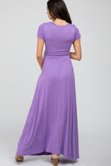 Lavender Twist Front Maternity Maxi Dress