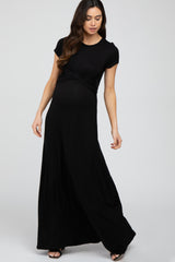 Black Twist Front Maternity Maxi Dress