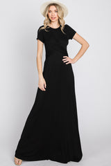 Black Twist Front Maternity Maxi Dress