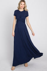 Navy Twist Front Maxi Dress