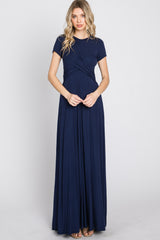 Navy Twist Front Maxi Dress