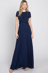 Navy Twist Front Maxi Dress