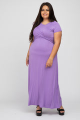 Lavender Twist Front Plus Maxi Dress