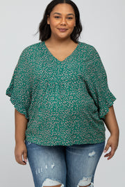 Emerald Green Floral Ruffle Dolman Sleeve Maternity Plus Top