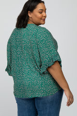 Emerald Green Floral Ruffle Dolman Sleeve Maternity Plus Top