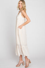 Cream Sleeveless Ruffle Hem Maxi Dress