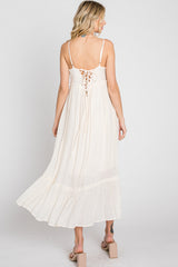 Cream Sleeveless Ruffle Hem Maxi Dress