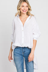 White Striped Button Up Maternity Top