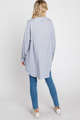 Grey Striped Button Up Top