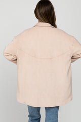 Light Pink Corduroy Button Up Maternity Top