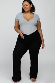 Black Layered V-Front Maternity Plus Leggings