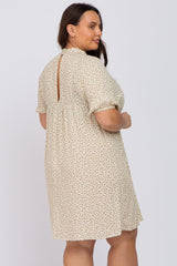 Taupe Floral Mock Neck Plus Dress