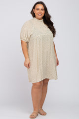 Taupe Floral Mock Neck Plus Dress