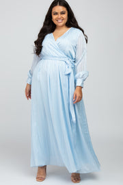 Light Blue Sparkle Chiffon Plus Maxi Dress