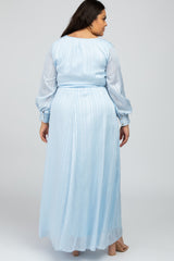 Light Blue Sparkle Chiffon Plus Maxi Dress