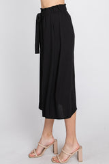 Black Front Tie Midi Skirt