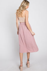 Mauve Front Tie Midi Skirt