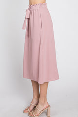 Mauve Front Tie Midi Skirt