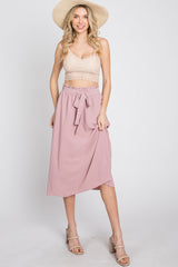 Mauve Front Tie Midi Skirt