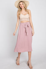 Mauve Front Tie Midi Skirt