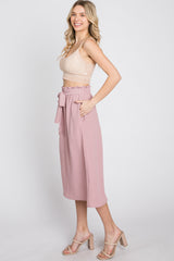 Mauve Front Tie Midi Skirt