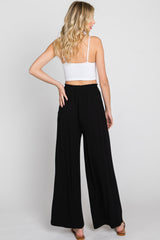 Black Smocked Waist Wide Leg Lounge Pants