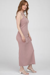 Mauve Sleeveless Knit Midi Dress