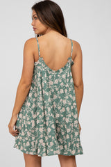 Sage Floral Tiered Maternity Romper