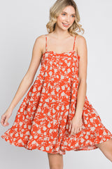 Orange Floral Tiered Romper