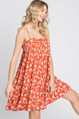 Orange Floral Tiered Romper