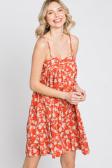 Orange Floral Tiered Romper