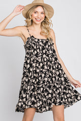 Black Floral Tiered Maternity Romper