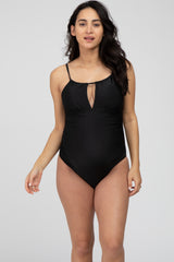 Black Back Tie Cutout One Piece Maternity Swimsuit