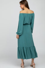 Jade Long Sleeve Chiffon Tie Waist Ruffle Bottom Dress