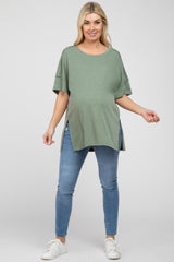 Olive Knit Oversized Maternity Top