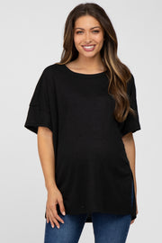 Black Knit Oversized Maternity Top