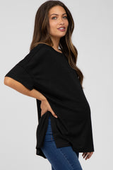 Black Knit Oversized Maternity Top