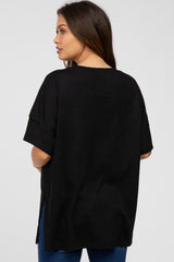 Black Knit Oversized Maternity Top