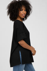 Black Knit Oversized Top