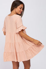 Peach Tiered Maternity Mini Dress